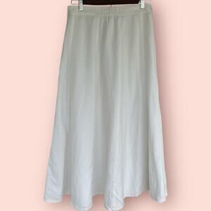 Vtg Women Long Linen Skirt White Lined Maxi Lagenlook Coastal Cottagecore Modest